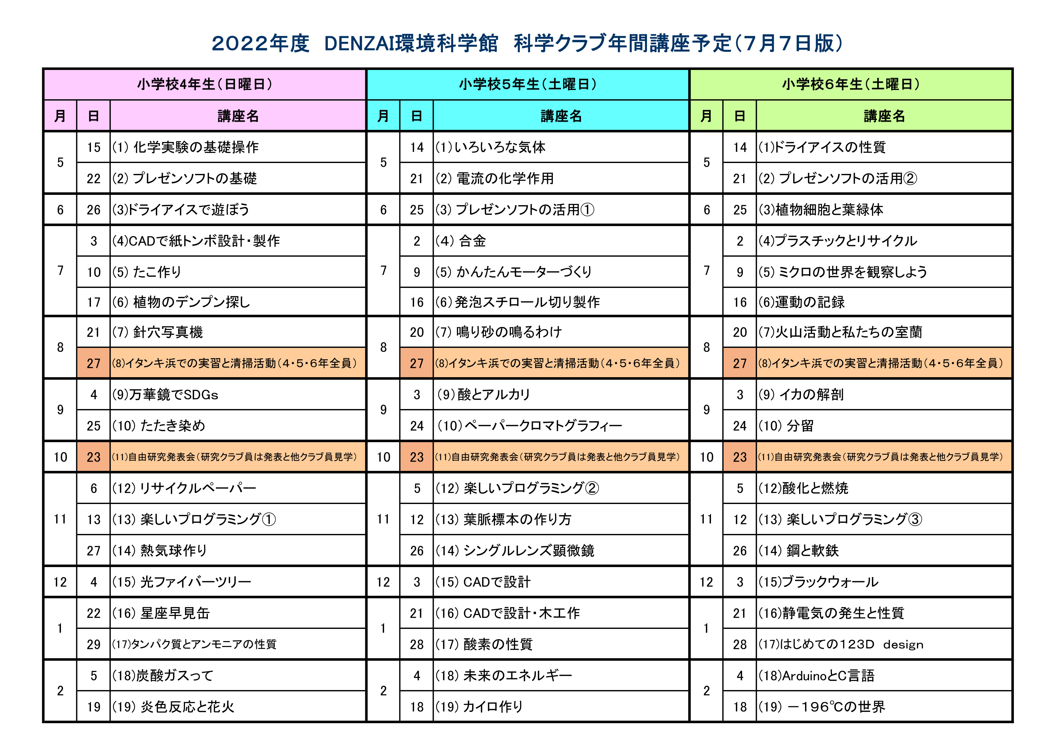 年間スケジュール